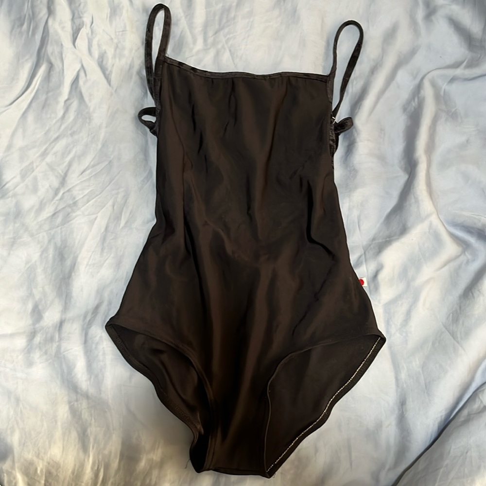 Yumiko Tamara Leotard Black Nylon Body with Velvet Trap size XS